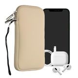 kwmobile telefoontasje universeel geschikt voor XXL - 7" smartphones - 17,7 x 8,5 cm - Hoesje met rits en polslusje - In crème
