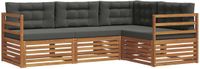 vidaXL Acacia Hout Buiten Bank Set 4-delig Natuurlijk en Antraciet