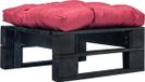 vidaXL - Tuinpoef - met - rood - kussen - pallet - hout - zwart