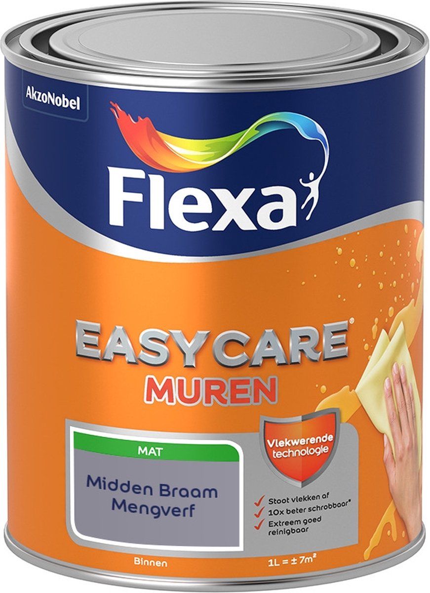 FLEXA Easycare Muurverf - Mat - Midden Braam - 1 liter