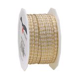 Präsent VICHY METALLIC geschenklint, goud/wit, 20 m rol 10 mm