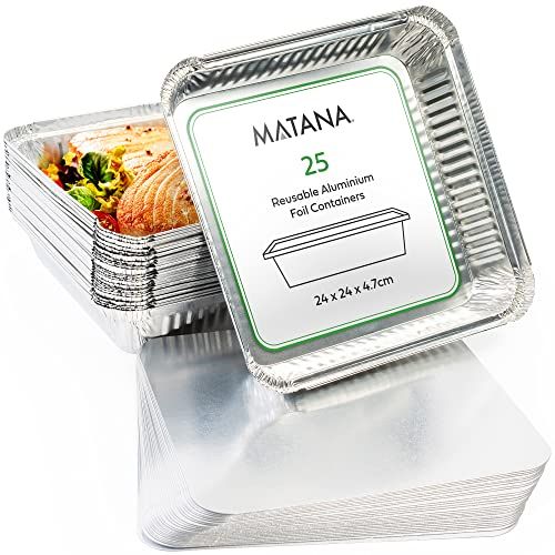 Matana 25 Aluminium Wegwerp Bakjes met Deksel - 24 x 24 cm