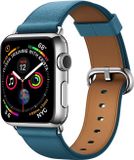 By Qubix - Classic lederen bandje - Blauw - Geschikt voor Apple Watch 44mm / 45mm / 46mm / 49mm