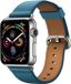 By Qubix - Classic lederen bandje - Blauw - Geschikt voor Apple Watch 44mm / 45mm / 46mm / 49mm
