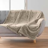Douceur d'Intérieur, Zachte deken (125 x 150 cm) Mini Frosty Taupe, flanel reliëf, effen