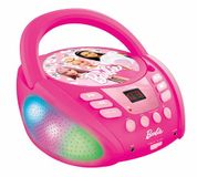 LEXIBOOK Barbie - Bluetooth CD-speler voor kinderen - Draagbare, veelkleurige lichteffecten, microfoonaansluiting, Aux-ingang, AC of batterij-aangedreven, meisjes, jongens, roze, RCD109BBLXB