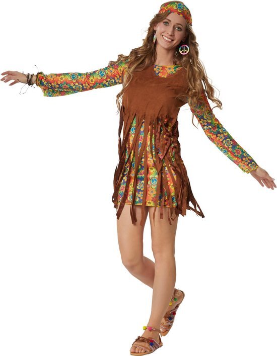 Tectake dressforfun - Rebelse Hippie Squaw XXL - verkleedkleding kostuum halloween verkleden feestkleding carnavalskleding carnaval feestkledij partykleding - 302627