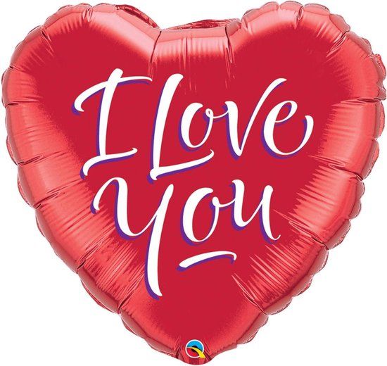 Qualatex Feestjecreatief Folie ballon hart I Love You 46cm Rood