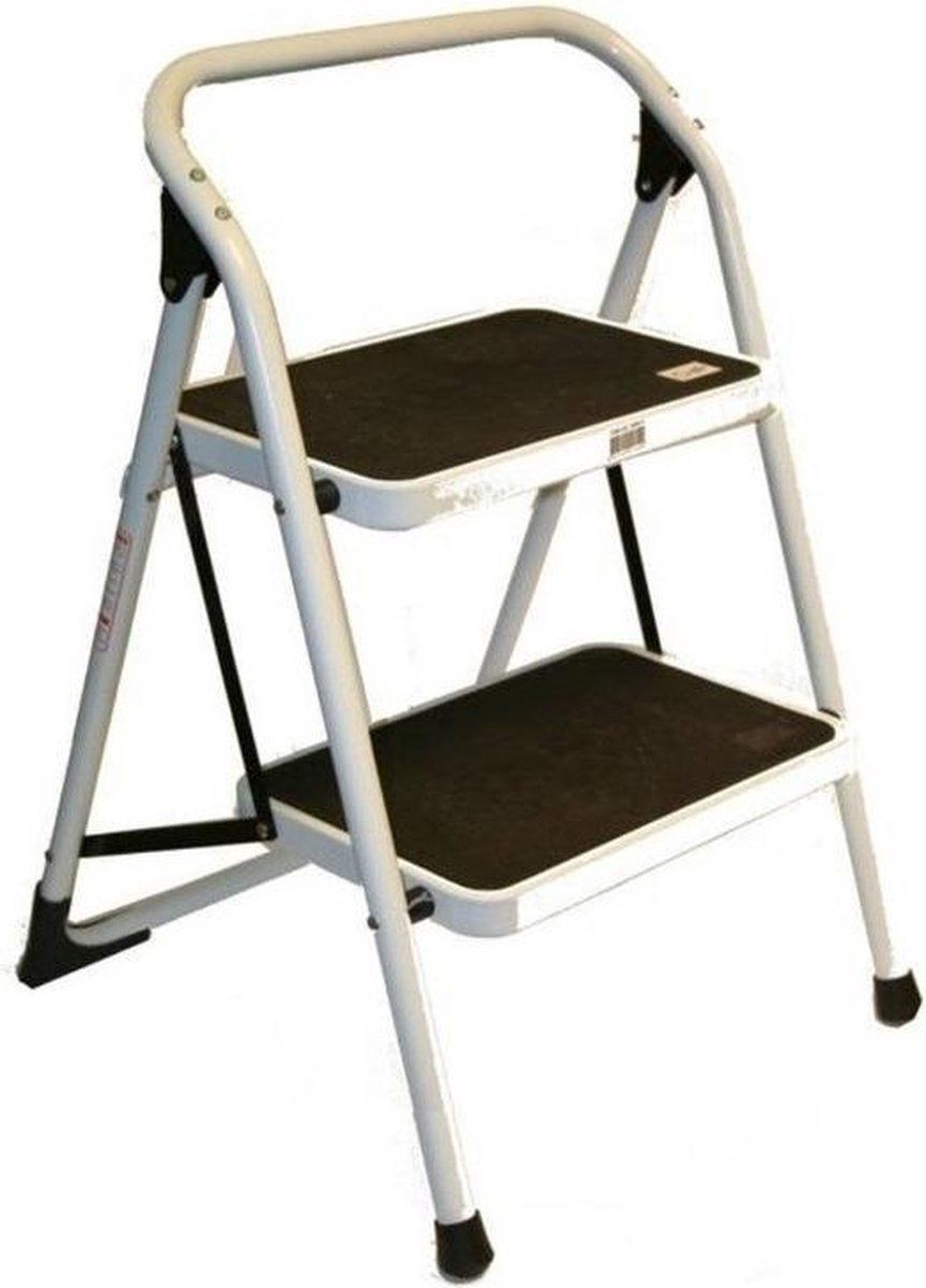 Benson Metalen witte huishoudtrap - 2 treden - keukentrapje 50 cm