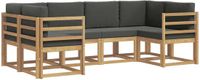 vidaXL - Hoek loungeset - 6 zitplekken - Acacia hout - Wit en antracietkleurig