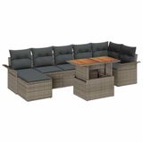 vidaXL Tuinbank Set 8-delig Grijs Polyrotan