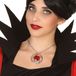 Atosa Verkleed sieraden ketting met edelsteen - zilver/rood - dames - kunststof - Heks/vampier