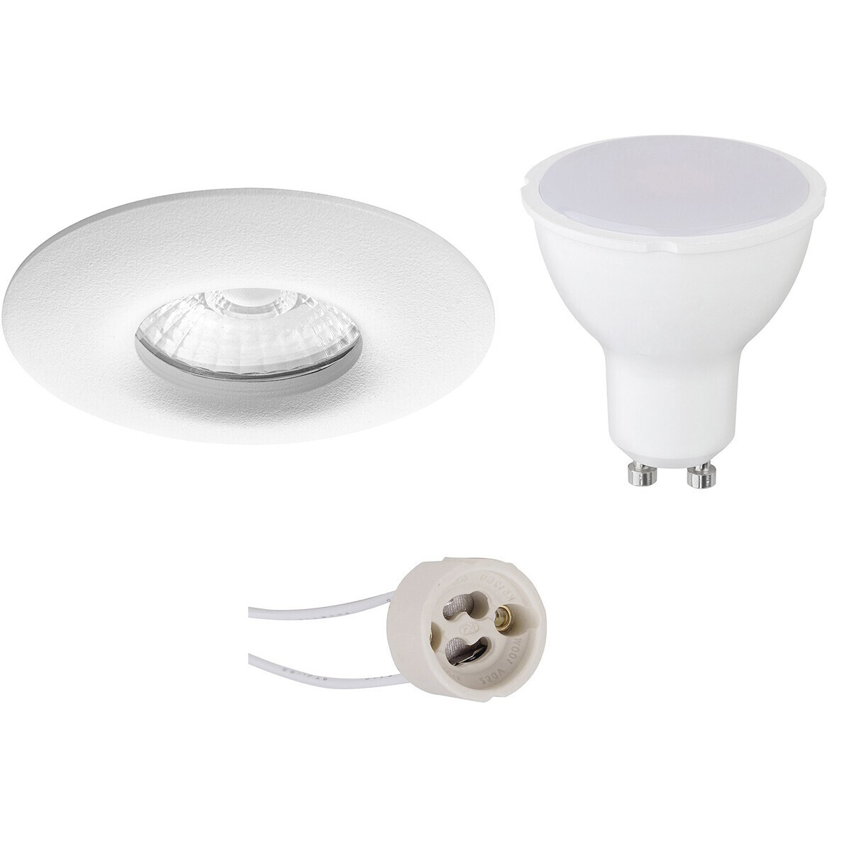 BES LED LED Spot Set - Pragmi Luno Pro - Waterdicht IP65 - GU10 Fitting - Dimbaar - Inbouw Rond - Mat Wit - 6W - Warm Wit 3000K - Ã˜82mm