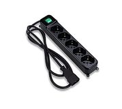 Tecnoware Power Systems Verdeeldoos - Stekkerdoos met veiligheidsbescherming en lichtschakelaar - IEC C14 type ingangsstekker, 5 45 ° schuine uitgangen Schuko/Italië type 10/16 A