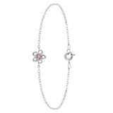 Lucardi Meisjes Armbandje met hanger met plating - Zirkonia - Cadeau - Echt Zilver - Zilverkleurig