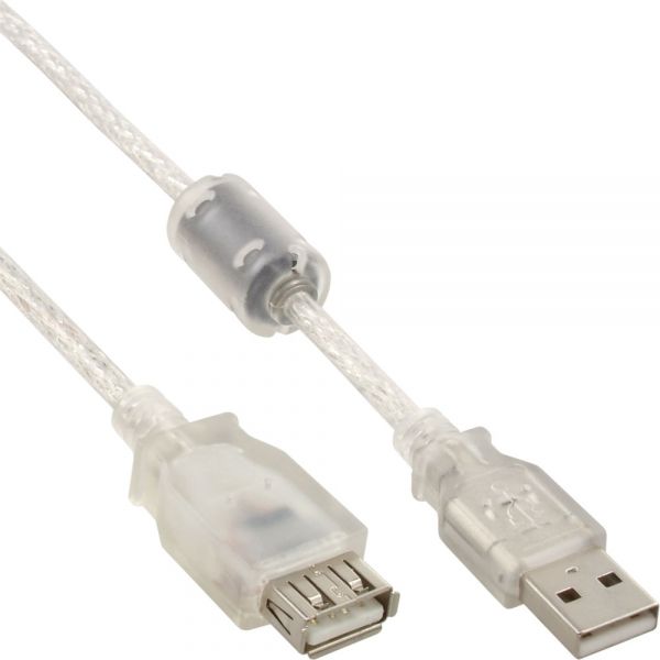 Inline USB-kabel - 0,5 m - Transparant - 4043718038640