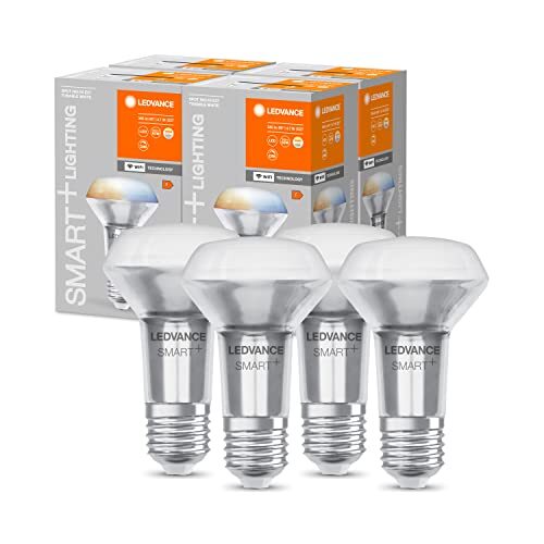 Ledvance Smart LED R63 spotlamp met Wifi-technologie, E27-basis, lichtkleur veranderbaar (2700-6500K), vervanger voor conventionele 60W reflector gloeilampen, bedienbaar met Alexa, Google & App, 4-pak