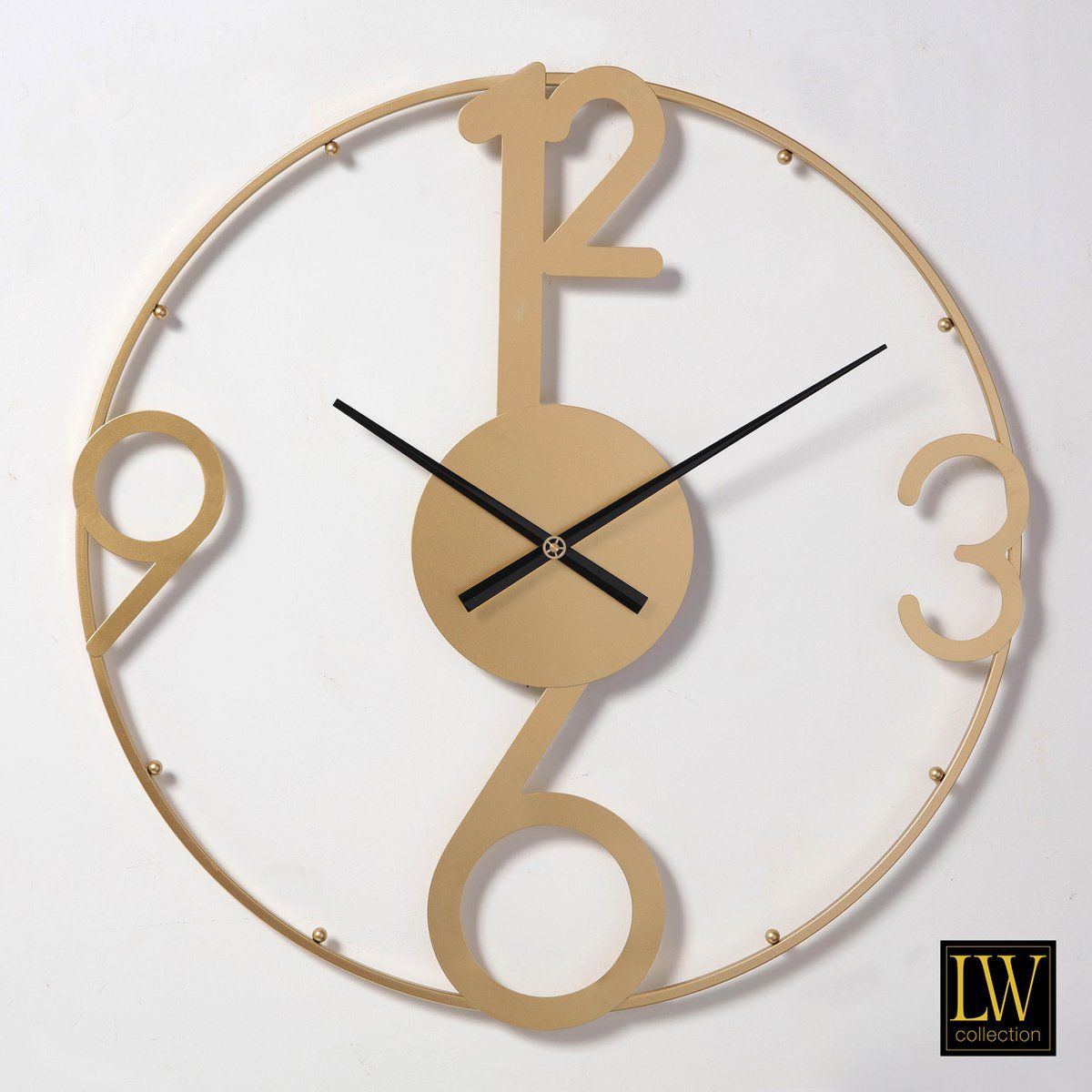 LW collection Wandklok goud 60cm - Grote moderne gouden wandklok - Stil uurwerk