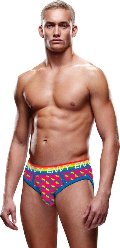 Envy Jockstrap Slip - Regenbooghartjes - M/L - Polyester - Meerkleurig