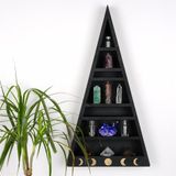 Stijlvolle wandplank, 100% massief hout, zwart, 26 x 50 x 6 cm, meerdere planken, wandmontage, perfect voor woondecoratie en organisatie