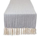 DII Geweven Basic Tafelblad Collectie, Chevron Tafelloper, 15x72, Stone Blue