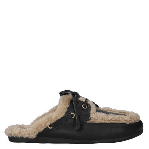 Babouche Ziggy-1 leren clogs - zwart