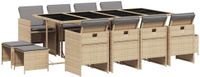 vidaXL 13-delige Tuinset met Kussens, Poly Rattan, Gemengd Beige