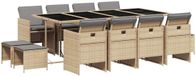 vidaXL 13-delige Tuinset met Kussens, Poly Rattan, Gemengd Beige