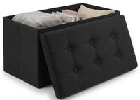 Edihome Opvouwbare opbergpoef met stoffen deksel, 38 x 76 x 38 cm, opbergdoos, multifunctionele bank, voetensteun, woonkamer, make-uptafel (zwart)