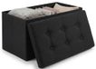 Edihome Opvouwbare opbergpoef met stoffen deksel, 38 x 76 x 38 cm, opbergdoos, multifunctionele bank, voetensteun, woonkamer, make-uptafel (zwart)