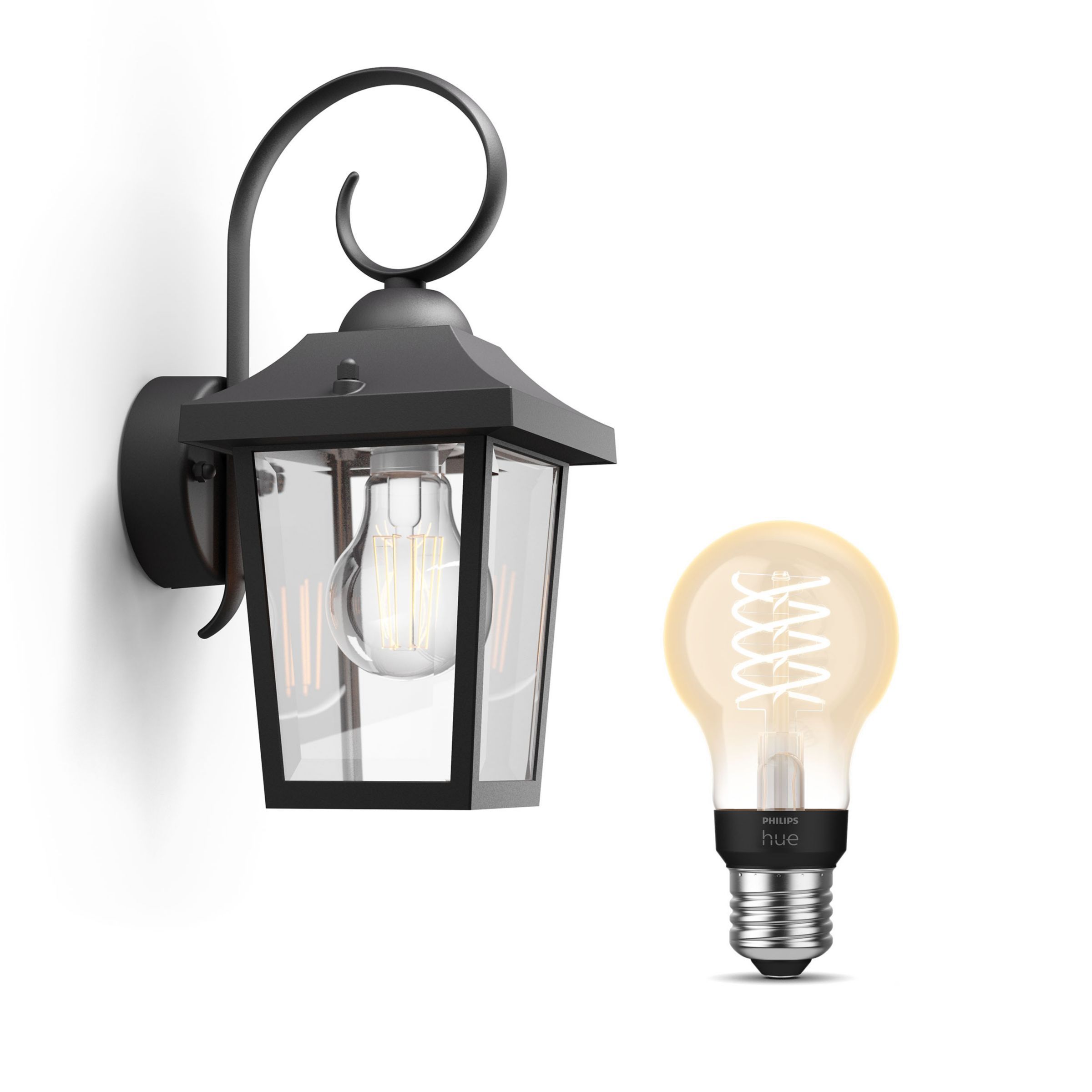 Philips Buzzard Wandlamp - Zwart - E27 - Inclusief Filament Lamp