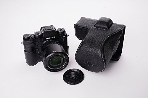 Zakao X-T2 X-T3 Camera Case, Handgemaakte Echt Lederen Volledige Camera Case Tas Pouch voor Fujifilm Fuji X-T2 XT2 X-T3 XT3 18-55mm Lens Bottom Opening Versie (Zwart)