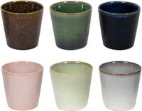 Studio Tavola Koffiekopjes Wind - Bruin/Groen/Roze/Blauw/Grijs - 6 Stuks 200 ml Aardewerk - Vaatwasser- en Magnetronbestendig