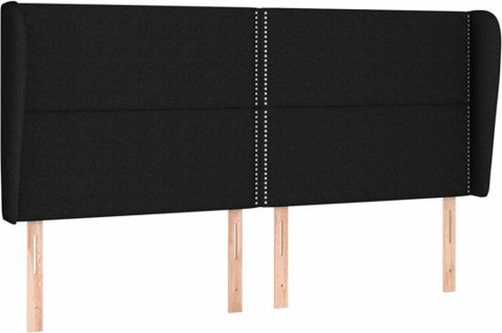 vidaXL Hoofdbord - Stof - Zwart - 183x23x118/128 cm