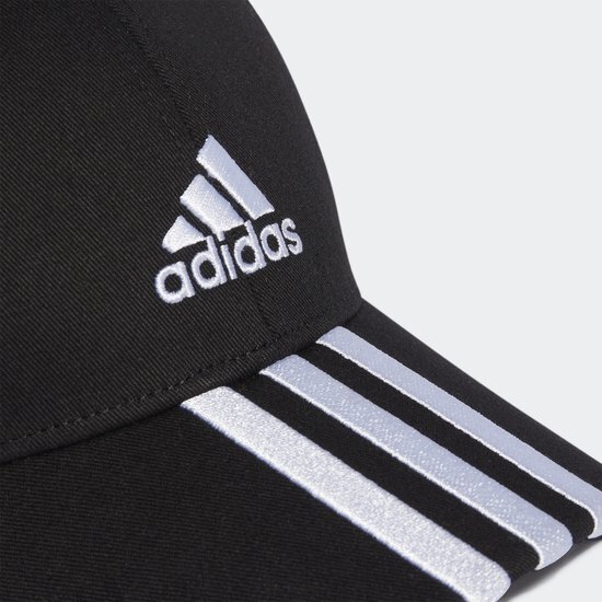 adidas Sportswear Baseball 3-Stripes Cotton Twill Honkbalpet - Unisex - Zwart- Jeugd