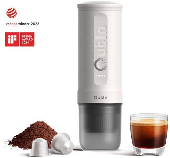 Outin Nano Draagbare Elektrische Espressomachine - Pearl White | 12 volt