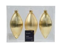 Decoris Olijf glas d6h13 cm licht goud 3st kerst
