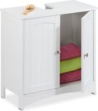 Merkloos Relaxdays Wastafelonderkast op poten - 2 deuren - 60 x 60 x 31 cm - sifon uitsparing - wit