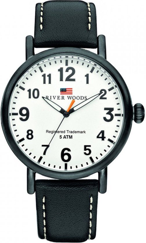 River Woods RW420008 Sacramento horloge Heren - Zwart - Leer 42 mm