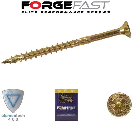 Forgefast universele schroeven platkop voldraad geel 3,5x30mm PZ2 (200 Stuks)