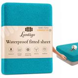 Lantigo Hoeslaken Waterdicht Badstof 200x200 cm Turquoise, Matrasbeschermer