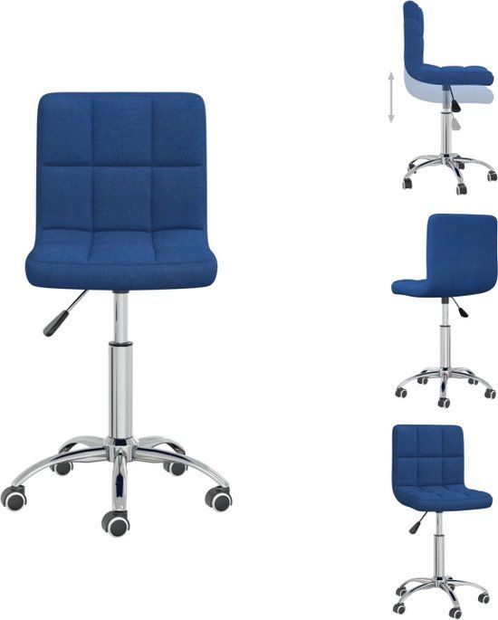 vidaXL Eetkamerstoel draaibaar stof blauw
