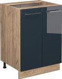 Vicco Fame-Line Meuble bas – 60 cm sans plan de travail Bleu foncé laqué brillant