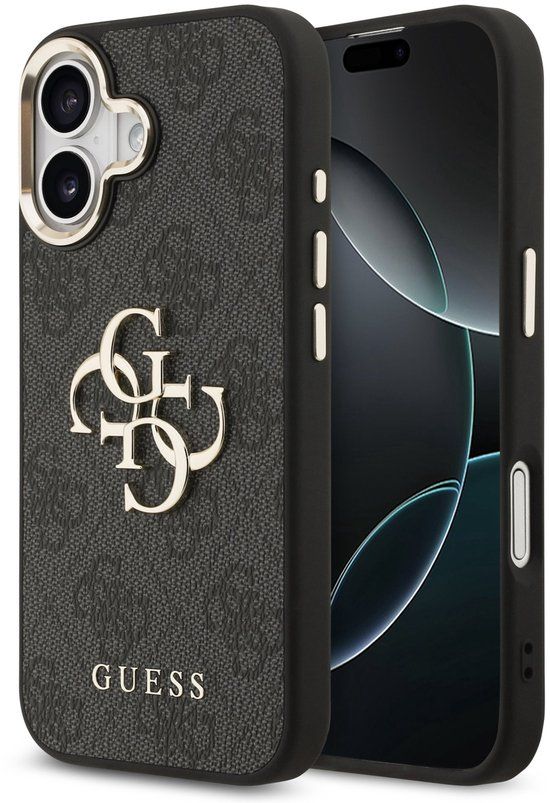 Guess Back Cover - iPhone 17 - Zwart - Luxe Monogrampatroon - Gouden Accenten