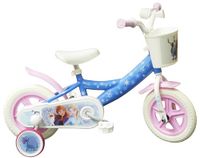 Disney A.T.L.A.S. Kinderfiets 25,4 cm (10 inch) voor meisjes, ijskoningin, met voormand, spatbord, behuizing, wielen en 2 stabilisatoren, blauw en wit