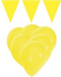 Shoppartners Gele versiering 15 ballonnen en 2 vlaggenlijnen