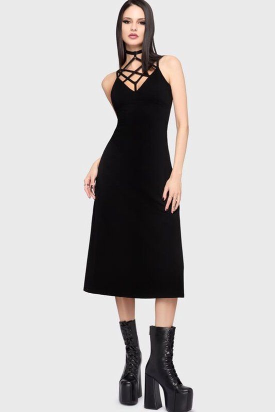 Killstar Chapel Blessing - Garden Altar Maxi Dress Dames Midi-jurk - Zwart - M