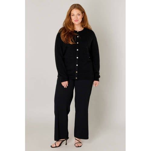 Base Level Curvy cardigan met wol zwart