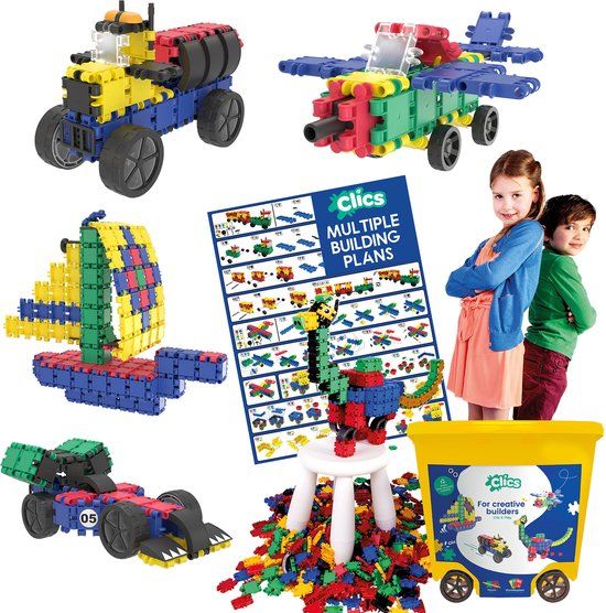 Clics bouwblokken - 25 in 1 - Bouwset - 750 Onderdelen - Multicolor