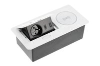GTV AVARO Plus Meubelstopcontact, 5 W, inductielader, USB-A en USB-C, compact ontwerp, kleuren: wit, zwart, aluminium, ideaal voor thuiskantoor en commercieel gebruik